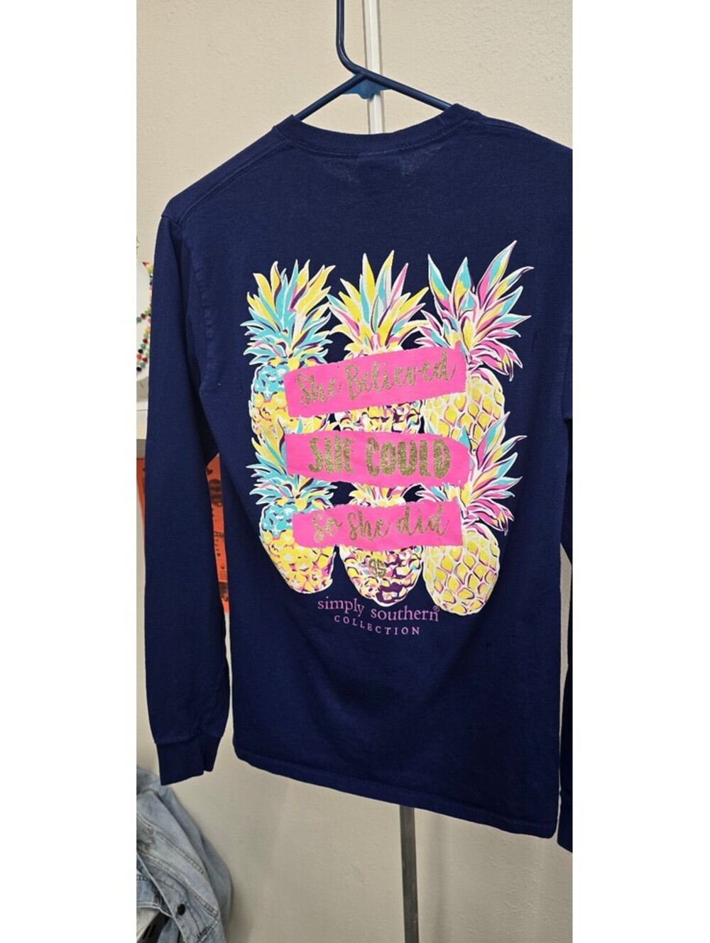 Simply Southern Pineapple Graphic Long-Sleeve Shirt – Size Small